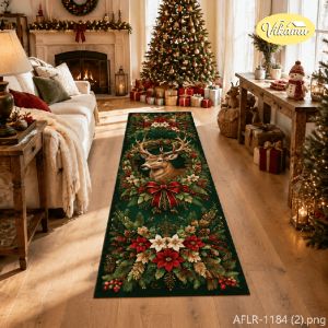 VIKAMA Christmas-Themed Rectangular Rug Non-Slip Hallway Mat Christmas Housewarming Home Floor Decor Rug Home Decor