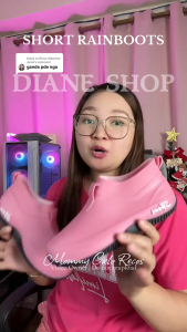 New Womens Short Rain Boots Fashionable Rubber Waterproof Rain Boots Non-slip Short Rain Boots Casual and Versatile Outdoor Rain Shoes Cute Candy Color Womens Rain Boots 0105523