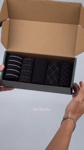 Hộp 5 đôi vớ công sở đi giày tây Mr.Socks cô cao màu đen chất liệu cotton cao cấp hút ẩm thoáng khí - MIX11-CB5