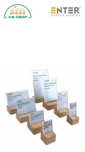 Kệ 1 mặt mica đế gỗ Enter FGKệ mica 1 mặt đế gỗ Enter FG-05 90x55mm Kệ thông tin sản phẩm Standee mica để bàn Bảng quét mã QR Code05
