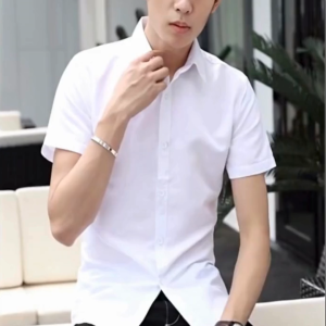 [TẶNG 1 ĐÔI TẤT] Áo Sơ Mi Nam Tay Ngắn Dáng Ôm Vải Cotton Lụa Chống Nhăn Chống Xù Thoáng Mát DVMEN