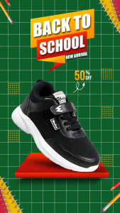 Sepatu Sekolah Anak Hitam Code Kids-10 Sepatu Sneakers Anak Laki Laki Perempuan Fashion