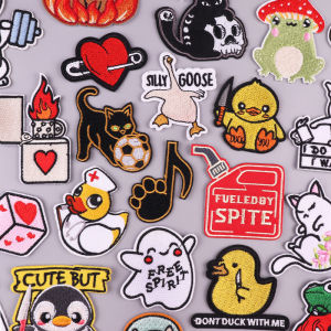 Funny Cat Duck Embroidered Patches Cartoon/Animal Patch Iron On Patches For Clothing thermoadhesive Patches On Clothes Sew DIY