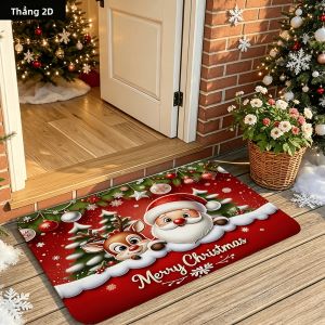 Thảm Giáng Sinh VIKAMA Mềm Mại Chống Trơn Trượt Thảm Trang Trí Lối Vào Ngày Lễ Thảm Giáng Sinh Vui Vẻ Trang Trí Sàn Nhà Trong Nhà Lớp Lót PVC Chống Trơn Trượt