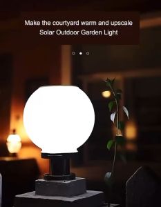 SOLAR PILLAR LIGHT Solar Led Outdoor Light Waterproof 16LED for post lamp Round Ball Stainless Steel Solar Post Lamp