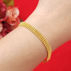 สร้อยข้อมือทองลายแพรไข่ปลา ความยาว 7 นิ้ว ชุบทอง ทองปลอม แฟชั่น ใส่ออกงานได้ ใส่อาบน้ำได้ งานสวย พร้อมส่ง