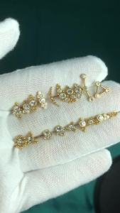 1PC Internal Thread Chain Pendant Cartilage Tragus Earring  F136 Titanium Hippo Flower Inlaid Zirconia Labret Lobe Ear Stud