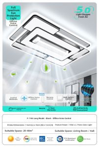 smeou | LED Smart Bladeless Fan Light Combo Ceiling Light