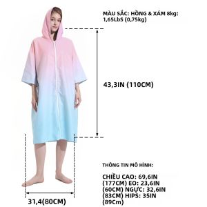 Áo Choàng Tắm Có Mũ Trùm Đầu Chất Liệu Microfiber Nhanh Khô Có Khóa Kéo Dành Cho Nam Nữ Đi Biển Bơi Lội Du Lịch Chất Liệu Polyester