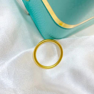 Womens Gold Plated Matte Simulated Ring Simple Circle Fashion Jewelry Gift Single Ring Stackable Finger Ring