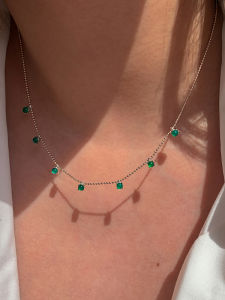 CAFFTI | Sterling Silver Green Agate Luxury Stacking Necklace