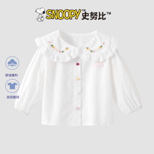 Snoopy Girls Shirt Cotton Pure White Autumn Fashion Children Spring Autumn Casual Style Baby Clothes Comfortable Breathable