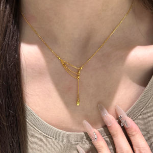 Retro Gold Fringe Necklace Dancing Bead Choker Cool Sensation Minority Design High End Fashion Jewelry Alloy/Plated Metal