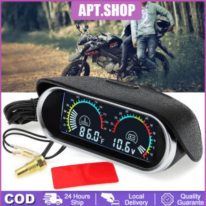 2 IN 1 Motor Dan Universal 12V / 24V LCD Kristal Cair Mobil Volt Meter & Temperatur Suhu Digital Pengukur Horizontal Pengukur Suhu Air Pengukur Tegangan Pengukur Voltmeter
