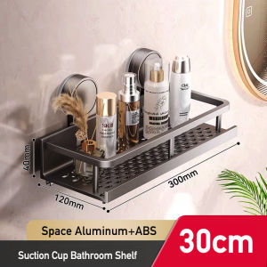 Suction Cup Bathroom Rack Shower Bath Room Toilet Space Aluminum No Drilling Hanging Shelf Bathroom Organizer Hang On the Wall