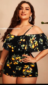 YSMRD OL SHOPE PLUS SIZE OFF SHOULDER [ KEYNA LEMON ] SWIMSUIT
