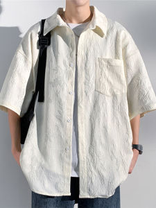 New Chinese Style Mens Short Sleeve Shirt Summer 2024 Ice Silk High-End Feeling National Trend Brand Peak Paul Casual Shirt