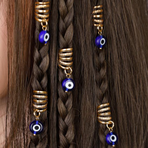 5PCS สกปรก Braid ผมแหวนชุด Evil Eye Design สไตล์วินเทจอินเทรนด์อุปกรณ์เสริมผมในสต็อก