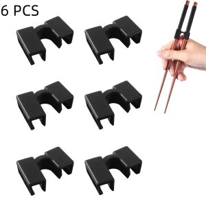 Pack of 6 Reusable Chopsticks Helpers Training Adults Kids Non-Slip Chopstick Hinges Connector Portable Practice Chopsticks Aids