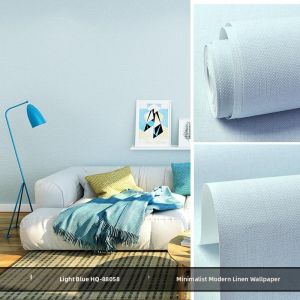 yishujia office | Gray Non-woven Flax Plain Stripe Wallpaper