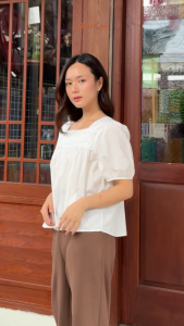 Clouwny Wila lace Blouse Atasan Wanita Casual Premium Cotton Korean Look Fit to XL