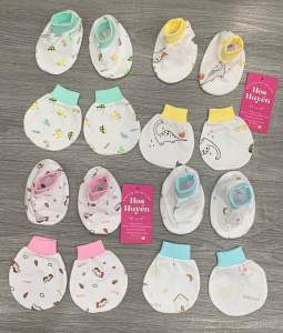 Combo 5 bộ bao tay bao chân bé sơ sinh 0-3 tháng Mintuu bo chun họa tiết động vật vải Cotton 100% mềm mại thoải mái dùng hàng ngày nhiều màu