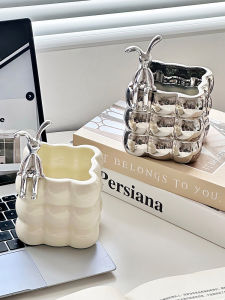 Thùng Rác Mini Bàn Nhà Bếp Nhỏ Xinh Xắn Dễ Thương Dung Tích 1L Bằng Gốm Sứ Hình Vuông Dùng Cho Phòng Khách Văn Phòng