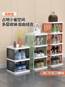 ตู้รองเท้าหลายชั้นแบบเรียบง่ายสำหรับใช้ในบ้าน ตู้รองเท้าหลายชั้นสำหรับประตู ชั้นวางรองเท้าสำหรับจัดระเบียบที่ทำงานในออฟฟิศ