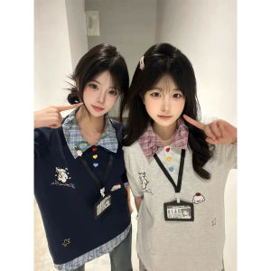 XIANGBAIWEI | Vintage College Style Polo Collar T-shirt