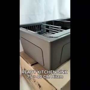 KITCHEN SINK 75 x 40 HITAM / KITCHEN SINK LUBANG 2 HITAM / WASTAFEL LUBANG DUA 75 x 45 HITAM