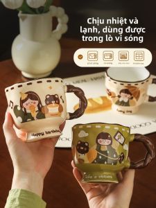 Cốc Cà Phê Bằng Gốm Sứ Dễ Thương Cổ Điển Cốc Đựng Nước Văn Phòng Cốc Thủy Tinh Cầm Tay Quà Tặng Sinh Nhật Cốc Đựng Nước