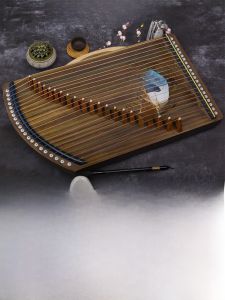 Portable 21-string Mini Ancient Zither Practice Finger Instrument Black Ebony Solid Wood Professional Performance Ethnic String Instrument