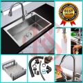 KITCHEN SINK 6045 STAINLESS LENGKAP KRAN TARIK/BAK CUCI PIRING SET LENGKAP KRAN FLEXIBLE-KRAN PANTRY/TEMPAT CUCI TANGAN MODEL ONAN JKM/LOONGINC. 