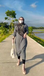 BELLA LONG TUNIK KNIT HORNET PREMIUM BELAH SAMPING