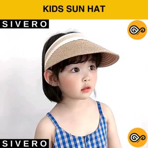 Kids Sun Hat Straw Hat UV Girl Summer Beach Hat Woven Stitched Fisherman Bucket Hat Brim Hat Protection Sun-Proof Sivero