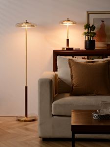 2024 New American Luxury Wooden Floor Lamp Living Room Bedroom Tea Room Study Atmosphere Decorative Lamp Simple Style Foot Switch