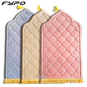 Fypo Thickened coral velvet Ramadan Prayer mat soft high quality Kneeling blanket 65x110cm Prayer Mat for Muslim Ramadan Flannel Carpet Worship