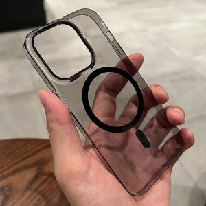 Ultra Thin Transparent Plastic Case for iPhone 17 16 15 14 Plus 13 12 11 Pro Max Magsafe Wireless Charge Magnetic Clear PC Cover