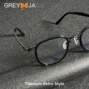 Grey Jack Frame Kacamata Model Kotak Bahan Titanium Fashion Unik Style Vintage Retro Pria Wanita Bisa Minus 5865