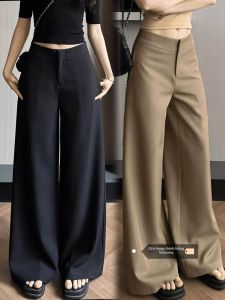 YAYANGREN | High Waist Vintage Style Slim-fit Wide-leg Trousers