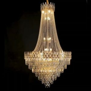 Lampu Gantung Kristal K9 Mewah Double-Layer 40/60/80cm 3 Warna Ruang Tamu Ruang Chandelier Hotel Vila Pernikahan Lampu Hias Gantung