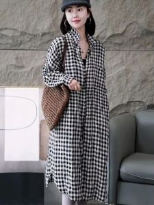 Áo Sơ Mi Nữ Tay Dài Kẻ Caro Dáng Rộng Vừa Phải Mùa Hè Chống Nắng Mỏng Thời Trang Thường Ngày Cho Nữ