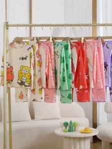 Kids Girl Pajamas Girl Long Sleeve Pyjamas Baju Kanak Perempuan Murah 流行居家服 Boys Nightwear From 3 To 14 Years