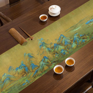 Tấm Trải Bàn Trà Vải Cotton Lanh Chống Thấm Nước Kiểu Trung Hoa Cổ Điển Hình Chữ Nhật Tấm Trải Bàn Trà Dài Theo Phong Cách Trung Hoa Hiện Đại