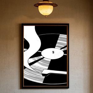 Black and White Billiard Record Player Poster High Quality Wall Art Home Office Bedroom Living Room Hallway Perfect Gift Idea