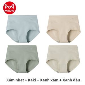 Quần lót tam giác nữ MiiOW cotton kháng khuẩn cạp cao không đường may