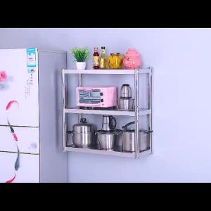 Stainless Steel Kitchen Shelf | Wall-mounted Microwave Oven Rack | Wall Suspended Shelf | Storage Rack | 壁挂架子