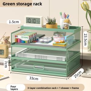 Office Desktop Metal File Frame A3A4 Multi-Layer Drawer Style Storage Rack Iron Document Holder Book Shelf Material Shelf