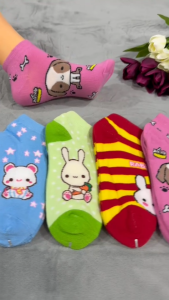 ชุถุงเท้าและถุงน่องเด็กลายการ์ตูนน่ารัก ผ้าฝ้ายผสม สไตล์เกาหลี แพ็คคู่