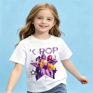 Bandai | Kpop Childrens T Shirt Cartoon Graphic Short Sleeve Summer Comfortable Top Funny Gift for Fans Harajuku T-Shirts Girls Clothes